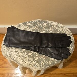 Superb dark brown long vinyl gloves Sz 7